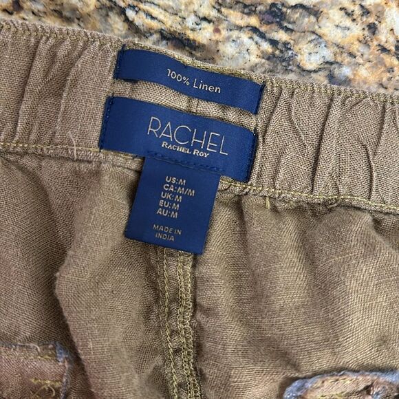 Rachel Roy Brown Linen Tapered Leg Drawstring Waist Pants Size M - Picture 5 of 9